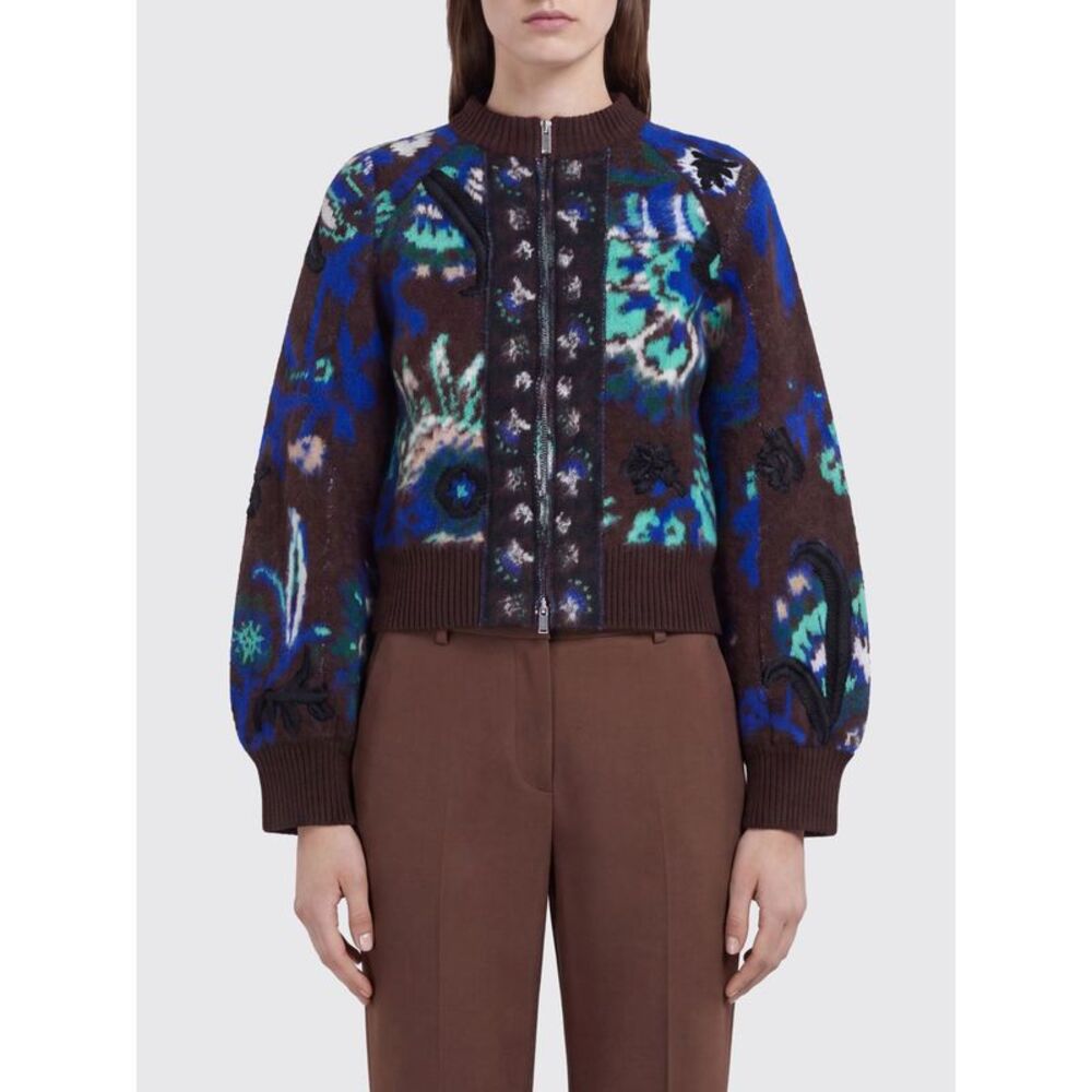 Sacai Women Sacai Wool Bomber Jacket With Balloon Sleeves And Floral Embroidery